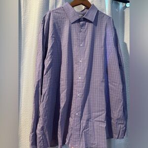 Haggar classic fit 18-18 1/2 34/35 Purple, black and white dress shirt